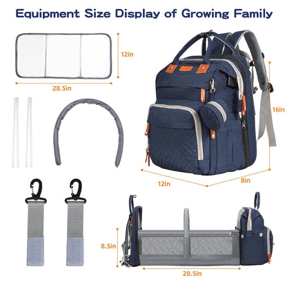 JOYCE Diaper Bag Backpack with Changing Station,Grey