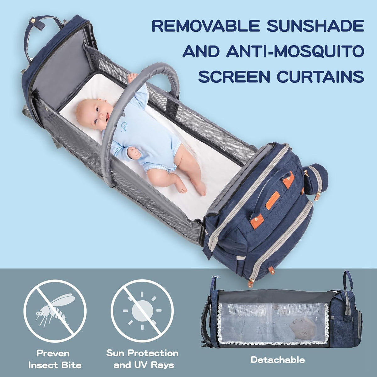 JOYCE Diaper Bag Backpack with Changing Station,Grey