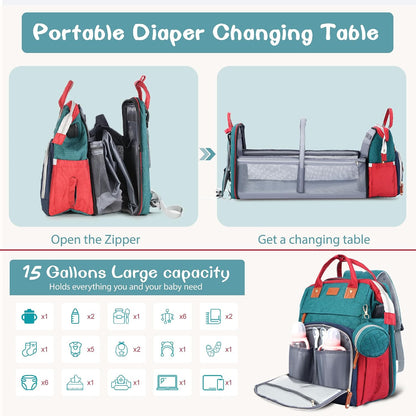 JOYCE Diaper Bag Backpack with Changing Station,Grey