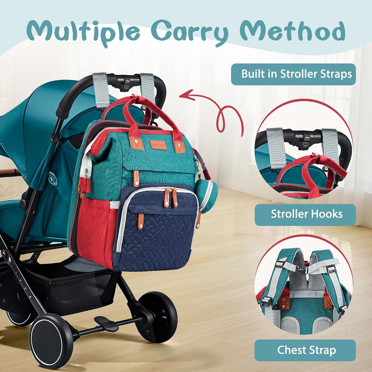 JOYCE Diaper Bag Backpack with Changing Station,Grey