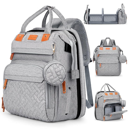 JOYCE Diaper Bag Backpack with Changing Station,Grey
