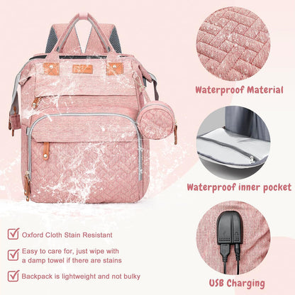 JOYCE Diaper Bag Backpack with Changing Station,Grey