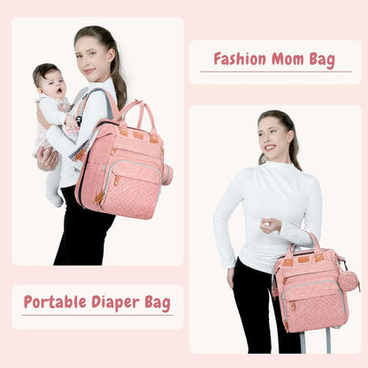 JOYCE Diaper Bag Backpack with Changing Station,Grey