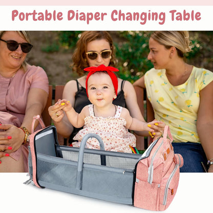JOYCE Diaper Bag Backpack with Changing Station,Grey