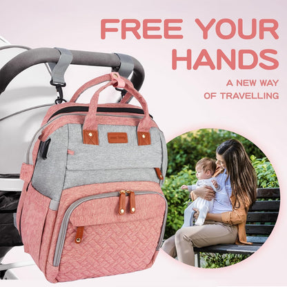 JOYCE Diaper Bag Backpack with Changing Station,Grey