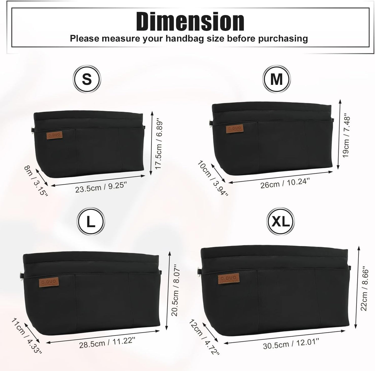 Bag Organizer Insert, Crossbody Bag, Tote Organizer Insert with Adjustable Bag Strap, Waterproof Nylon Purse Inserts (Beige, M)