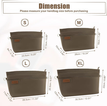 Bag Organizer Insert, Crossbody Bag, Tote Organizer Insert with Adjustable Bag Strap, Waterproof Nylon Purse Inserts (Beige, M)