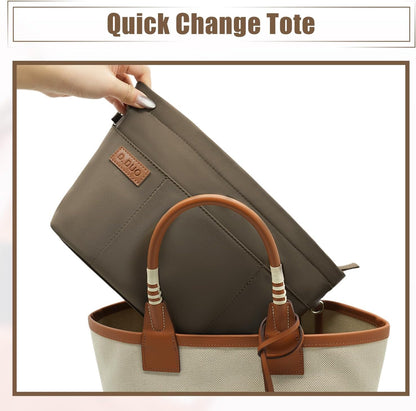 Bag Organizer Insert, Crossbody Bag, Tote Organizer Insert with Adjustable Bag Strap, Waterproof Nylon Purse Inserts (Beige, M)