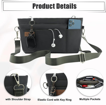 Bag Organizer Insert, Crossbody Bag, Tote Organizer Insert with Adjustable Bag Strap, Waterproof Nylon Purse Inserts (Beige, M)