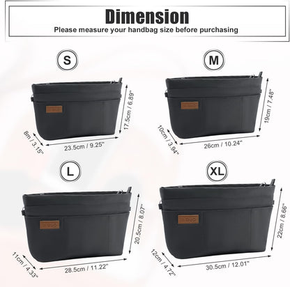 Bag Organizer Insert, Crossbody Bag, Tote Organizer Insert with Adjustable Bag Strap, Waterproof Nylon Purse Inserts (Beige, M)