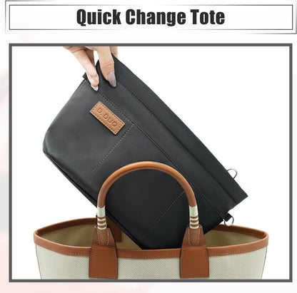 Bag Organizer Insert, Crossbody Bag, Tote Organizer Insert with Adjustable Bag Strap, Waterproof Nylon Purse Inserts (Beige, M)