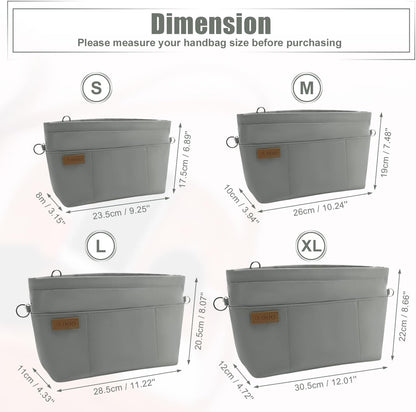 Bag Organizer Insert, Crossbody Bag, Tote Organizer Insert with Adjustable Bag Strap, Waterproof Nylon Purse Inserts (Beige, M)