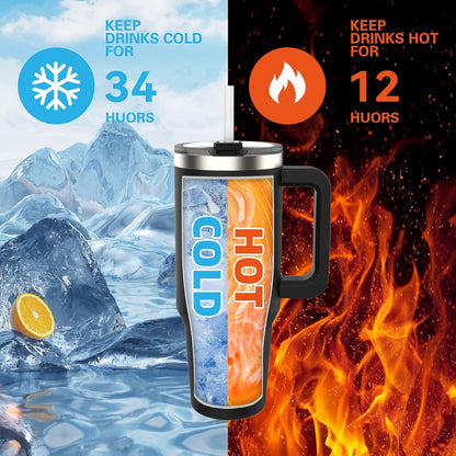 30 oz Tumbler with Handle,Tumbler with Lid and Straw,Double Wall Insulated Cup Stainless Steel Travel Mug(Cold for 34 Hours),Water Bottle for Iced Tea,Coffee,Cold Beverages(Black)