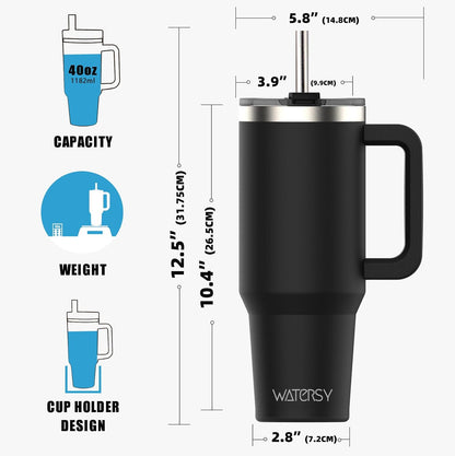 30 oz Tumbler with Handle,Tumbler with Lid and Straw,Double Wall Insulated Cup Stainless Steel Travel Mug(Cold for 34 Hours),Water Bottle for Iced Tea,Coffee,Cold Beverages(Black)