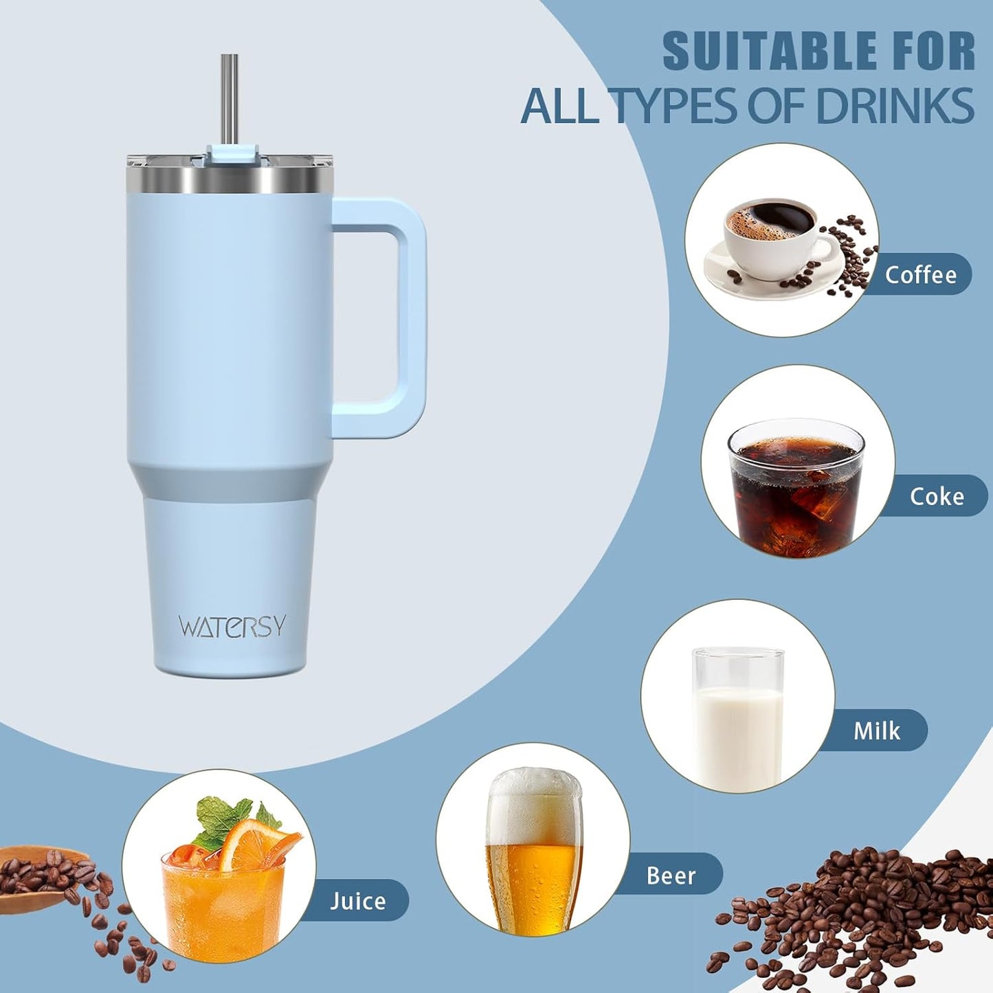 30 oz Tumbler with Handle,Tumbler with Lid and Straw,Double Wall Insulated Cup Stainless Steel Travel Mug(Cold for 34 Hours),Water Bottle for Iced Tea,Coffee,Cold Beverages(Black)