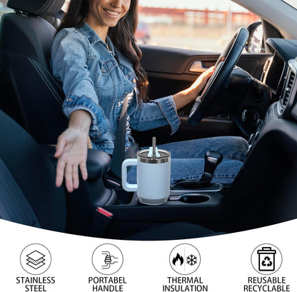 30 oz Tumbler with Handle,Tumbler with Lid and Straw,Double Wall Insulated Cup Stainless Steel Travel Mug(Cold for 34 Hours),Water Bottle for Iced Tea,Coffee,Cold Beverages(Black)