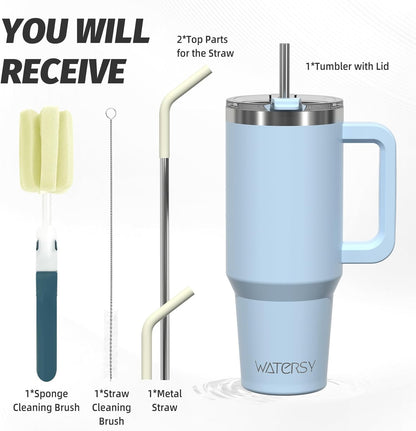 30 oz Tumbler with Handle,Tumbler with Lid and Straw,Double Wall Insulated Cup Stainless Steel Travel Mug(Cold for 34 Hours),Water Bottle for Iced Tea,Coffee,Cold Beverages(Black)