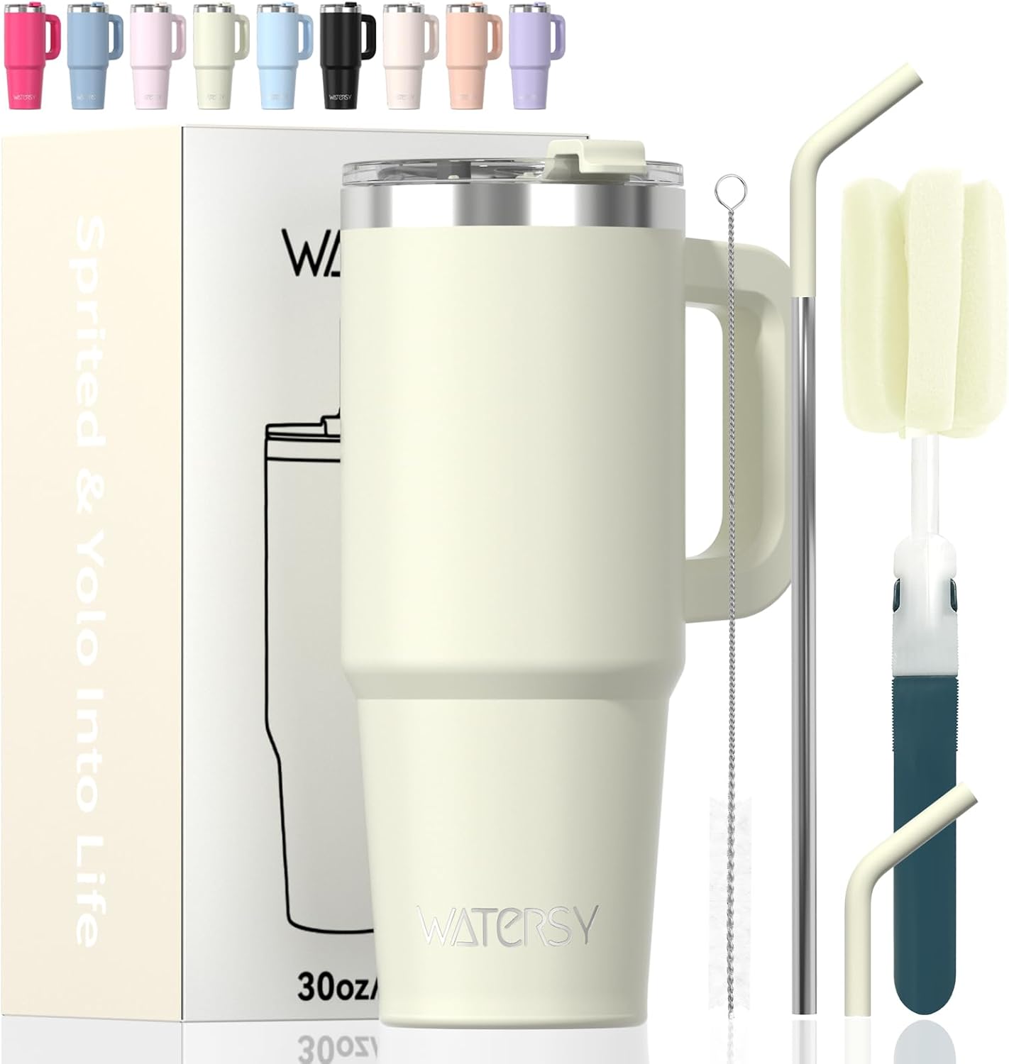 30 oz Tumbler with Handle,Tumbler with Lid and Straw,Double Wall Insulated Cup Stainless Steel Travel Mug(Cold for 34 Hours),Water Bottle for Iced Tea,Coffee,Cold Beverages(Black)
