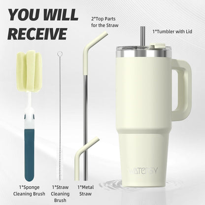 30 oz Tumbler with Handle,Tumbler with Lid and Straw,Double Wall Insulated Cup Stainless Steel Travel Mug(Cold for 34 Hours),Water Bottle for Iced Tea,Coffee,Cold Beverages(Black)