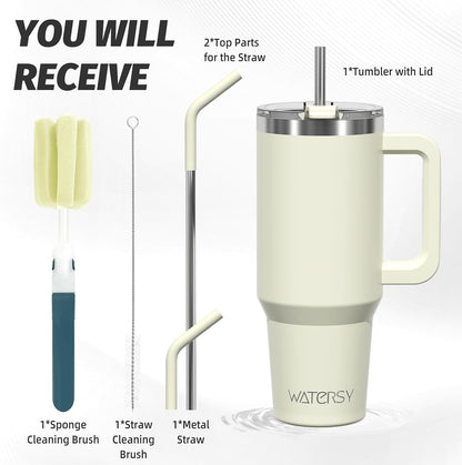 30 oz Tumbler with Handle,Tumbler with Lid and Straw,Double Wall Insulated Cup Stainless Steel Travel Mug(Cold for 34 Hours),Water Bottle for Iced Tea,Coffee,Cold Beverages(Black)