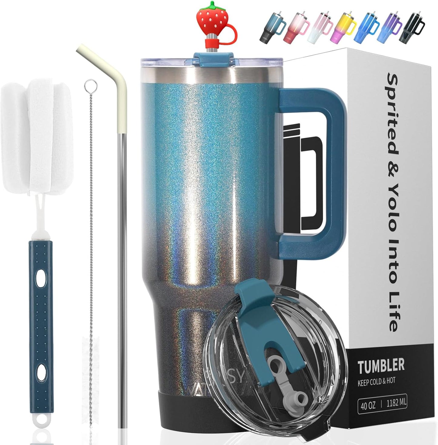 30 oz Tumbler with Handle,Tumbler with Lid and Straw,Double Wall Insulated Cup Stainless Steel Travel Mug(Cold for 34 Hours),Water Bottle for Iced Tea,Coffee,Cold Beverages(Black)