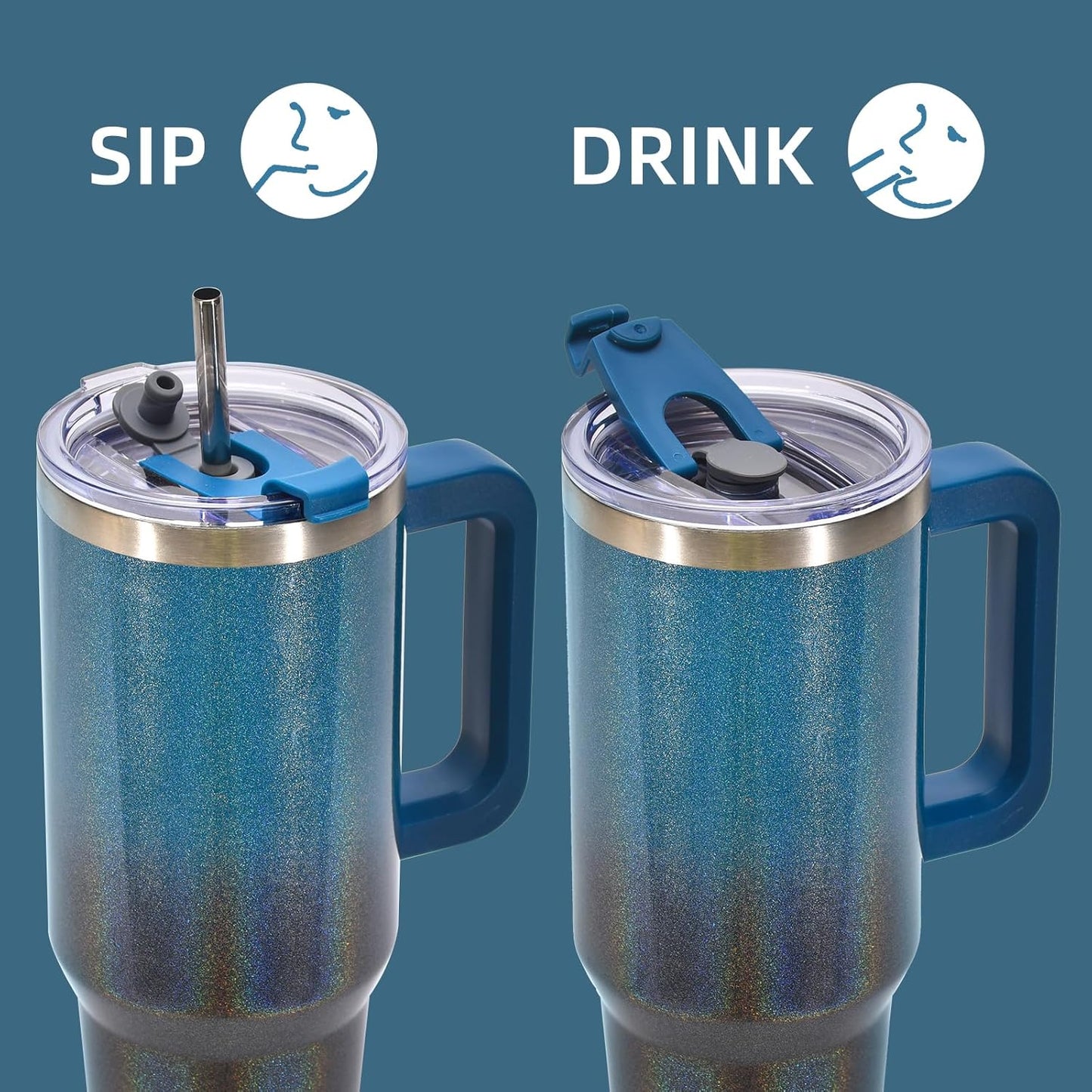 30 oz Tumbler with Handle,Tumbler with Lid and Straw,Double Wall Insulated Cup Stainless Steel Travel Mug(Cold for 34 Hours),Water Bottle for Iced Tea,Coffee,Cold Beverages(Black)