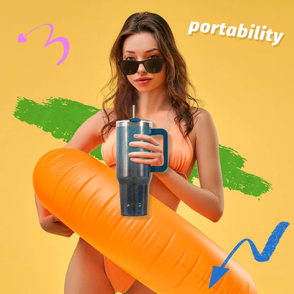30 oz Tumbler with Handle,Tumbler with Lid and Straw,Double Wall Insulated Cup Stainless Steel Travel Mug(Cold for 34 Hours),Water Bottle for Iced Tea,Coffee,Cold Beverages(Black)