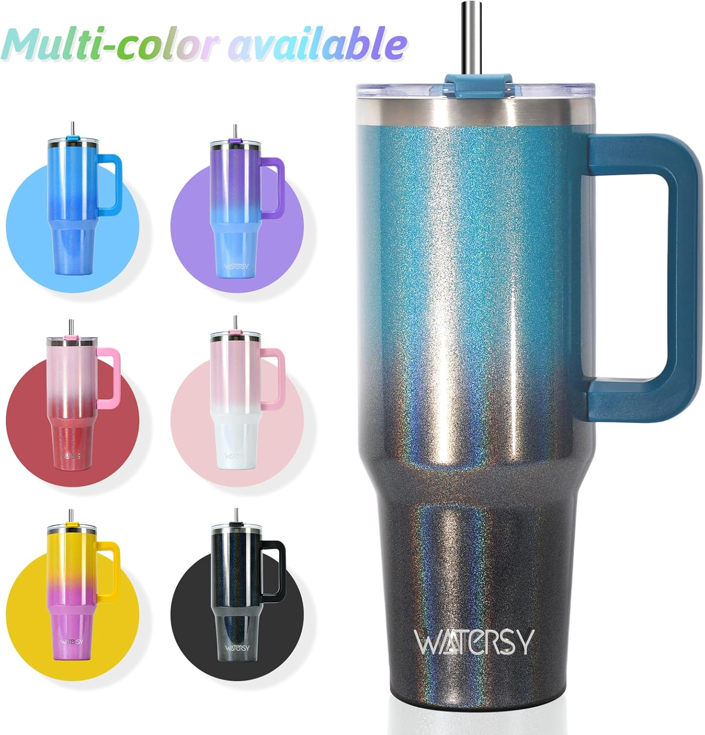 30 oz Tumbler with Handle,Tumbler with Lid and Straw,Double Wall Insulated Cup Stainless Steel Travel Mug(Cold for 34 Hours),Water Bottle for Iced Tea,Coffee,Cold Beverages(Black)
