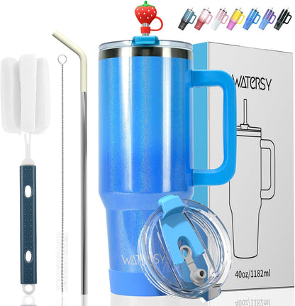30 oz Tumbler with Handle,Tumbler with Lid and Straw,Double Wall Insulated Cup Stainless Steel Travel Mug(Cold for 34 Hours),Water Bottle for Iced Tea,Coffee,Cold Beverages(Black)