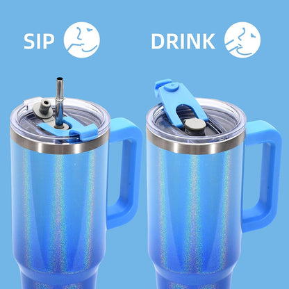30 oz Tumbler with Handle,Tumbler with Lid and Straw,Double Wall Insulated Cup Stainless Steel Travel Mug(Cold for 34 Hours),Water Bottle for Iced Tea,Coffee,Cold Beverages(Black)