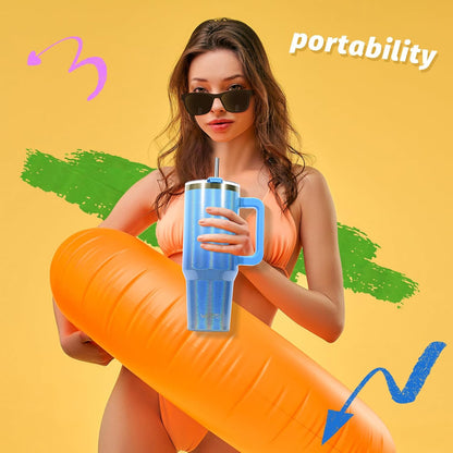 30 oz Tumbler with Handle,Tumbler with Lid and Straw,Double Wall Insulated Cup Stainless Steel Travel Mug(Cold for 34 Hours),Water Bottle for Iced Tea,Coffee,Cold Beverages(Black)