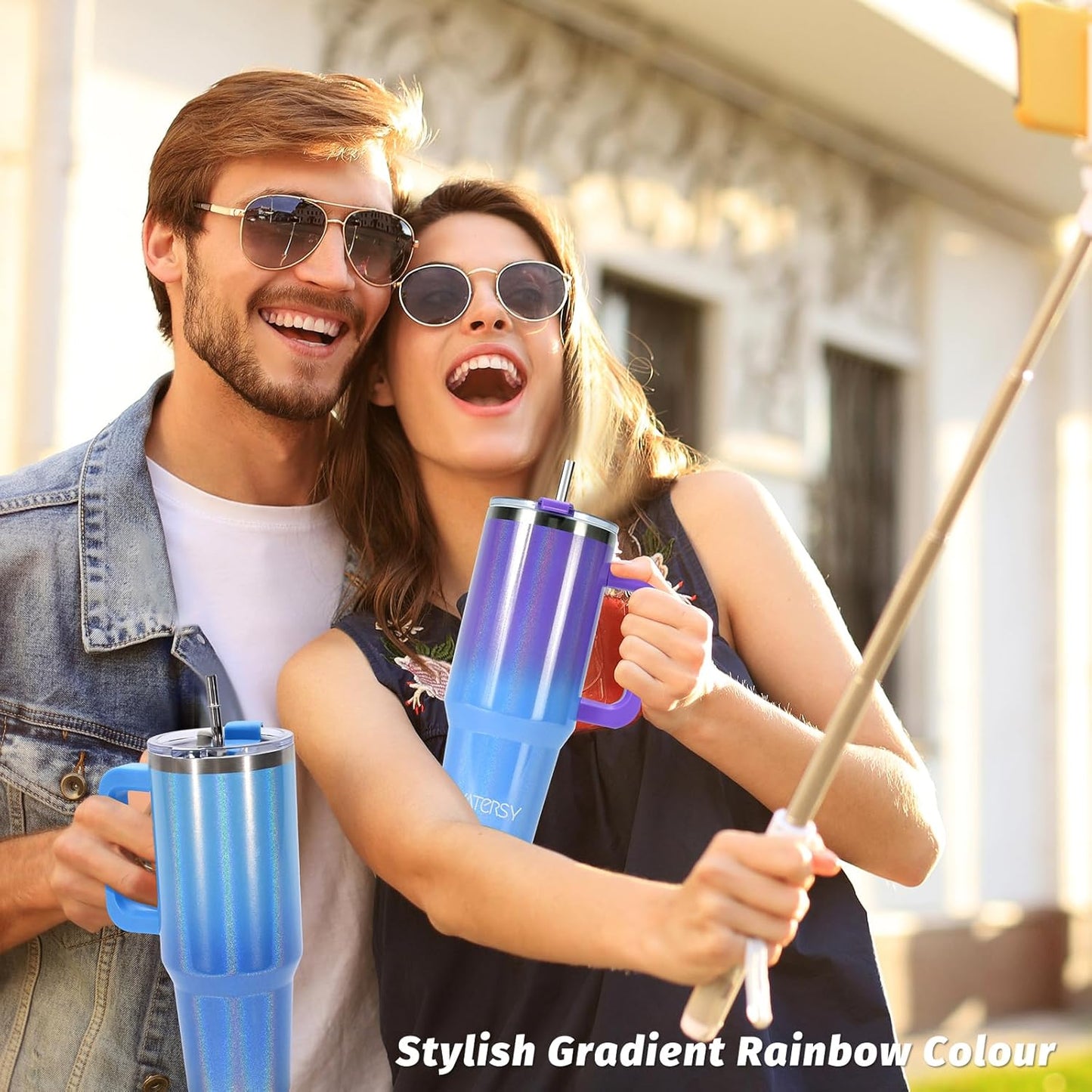 30 oz Tumbler with Handle,Tumbler with Lid and Straw,Double Wall Insulated Cup Stainless Steel Travel Mug(Cold for 34 Hours),Water Bottle for Iced Tea,Coffee,Cold Beverages(Black)