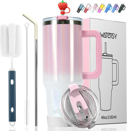 30 oz Tumbler with Handle,Tumbler with Lid and Straw,Double Wall Insulated Cup Stainless Steel Travel Mug(Cold for 34 Hours),Water Bottle for Iced Tea,Coffee,Cold Beverages(Black)