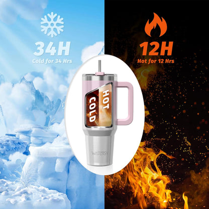 30 oz Tumbler with Handle,Tumbler with Lid and Straw,Double Wall Insulated Cup Stainless Steel Travel Mug(Cold for 34 Hours),Water Bottle for Iced Tea,Coffee,Cold Beverages(Black)