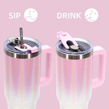 30 oz Tumbler with Handle,Tumbler with Lid and Straw,Double Wall Insulated Cup Stainless Steel Travel Mug(Cold for 34 Hours),Water Bottle for Iced Tea,Coffee,Cold Beverages(Black)