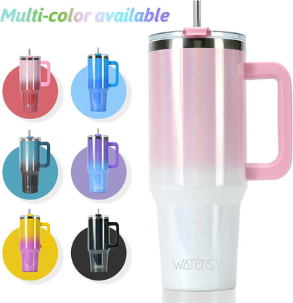 30 oz Tumbler with Handle,Tumbler with Lid and Straw,Double Wall Insulated Cup Stainless Steel Travel Mug(Cold for 34 Hours),Water Bottle for Iced Tea,Coffee,Cold Beverages(Black)