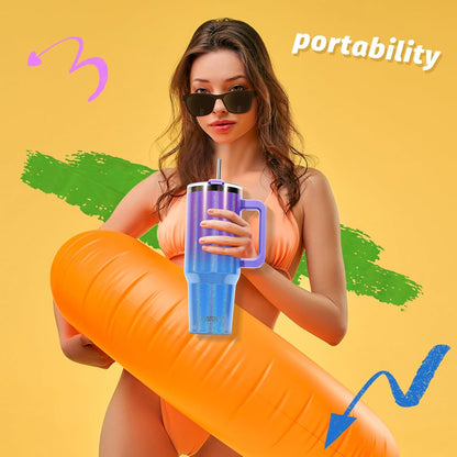 30 oz Tumbler with Handle,Tumbler with Lid and Straw,Double Wall Insulated Cup Stainless Steel Travel Mug(Cold for 34 Hours),Water Bottle for Iced Tea,Coffee,Cold Beverages(Black)