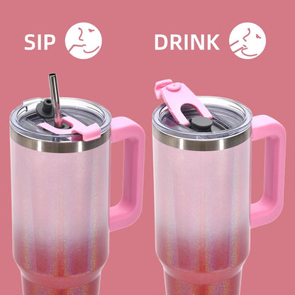 30 oz Tumbler with Handle,Tumbler with Lid and Straw,Double Wall Insulated Cup Stainless Steel Travel Mug(Cold for 34 Hours),Water Bottle for Iced Tea,Coffee,Cold Beverages(Black)