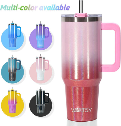 30 oz Tumbler with Handle,Tumbler with Lid and Straw,Double Wall Insulated Cup Stainless Steel Travel Mug(Cold for 34 Hours),Water Bottle for Iced Tea,Coffee,Cold Beverages(Black)