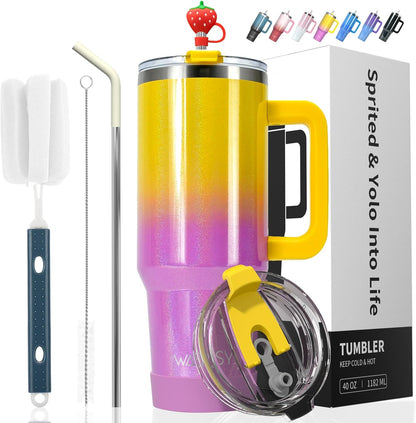 30 oz Tumbler with Handle,Tumbler with Lid and Straw,Double Wall Insulated Cup Stainless Steel Travel Mug(Cold for 34 Hours),Water Bottle for Iced Tea,Coffee,Cold Beverages(Black)