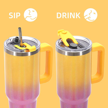 30 oz Tumbler with Handle,Tumbler with Lid and Straw,Double Wall Insulated Cup Stainless Steel Travel Mug(Cold for 34 Hours),Water Bottle for Iced Tea,Coffee,Cold Beverages(Black)
