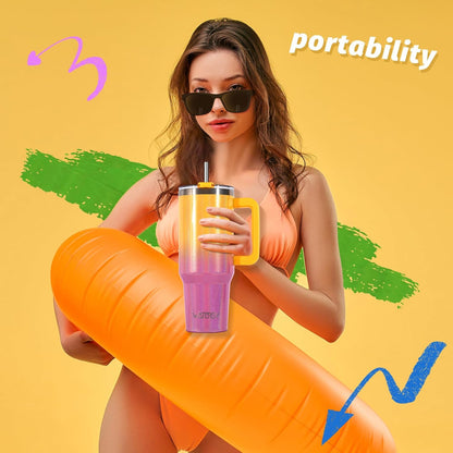 30 oz Tumbler with Handle,Tumbler with Lid and Straw,Double Wall Insulated Cup Stainless Steel Travel Mug(Cold for 34 Hours),Water Bottle for Iced Tea,Coffee,Cold Beverages(Black)