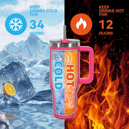 30 oz Tumbler with Handle,Tumbler with Lid and Straw,Double Wall Insulated Cup Stainless Steel Travel Mug(Cold for 34 Hours),Water Bottle for Iced Tea,Coffee,Cold Beverages(Black)