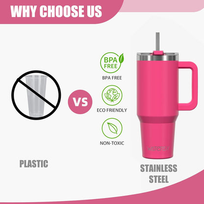 30 oz Tumbler with Handle,Tumbler with Lid and Straw,Double Wall Insulated Cup Stainless Steel Travel Mug(Cold for 34 Hours),Water Bottle for Iced Tea,Coffee,Cold Beverages(Black)