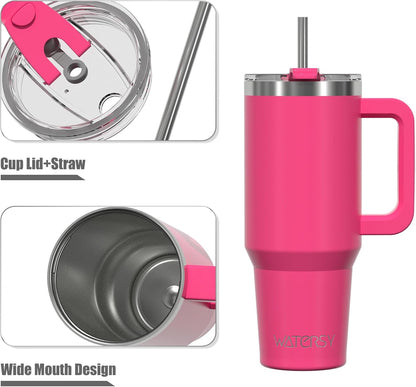 30 oz Tumbler with Handle,Tumbler with Lid and Straw,Double Wall Insulated Cup Stainless Steel Travel Mug(Cold for 34 Hours),Water Bottle for Iced Tea,Coffee,Cold Beverages(Black)