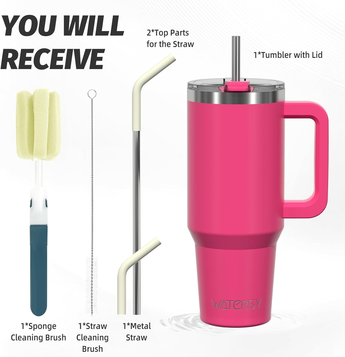 30 oz Tumbler with Handle,Tumbler with Lid and Straw,Double Wall Insulated Cup Stainless Steel Travel Mug(Cold for 34 Hours),Water Bottle for Iced Tea,Coffee,Cold Beverages(Black)