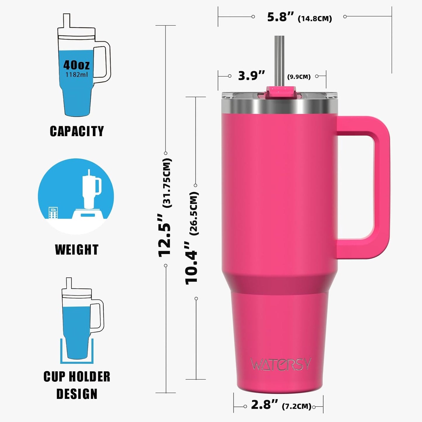 30 oz Tumbler with Handle,Tumbler with Lid and Straw,Double Wall Insulated Cup Stainless Steel Travel Mug(Cold for 34 Hours),Water Bottle for Iced Tea,Coffee,Cold Beverages(Black)