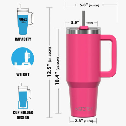 30 oz Tumbler with Handle,Tumbler with Lid and Straw,Double Wall Insulated Cup Stainless Steel Travel Mug(Cold for 34 Hours),Water Bottle for Iced Tea,Coffee,Cold Beverages(Black)