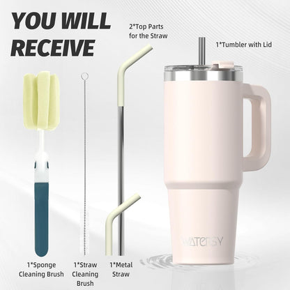 30 oz Tumbler with Handle,Tumbler with Lid and Straw,Double Wall Insulated Cup Stainless Steel Travel Mug(Cold for 34 Hours),Water Bottle for Iced Tea,Coffee,Cold Beverages(Black)