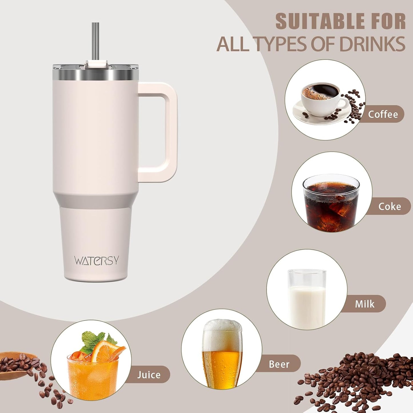 30 oz Tumbler with Handle,Tumbler with Lid and Straw,Double Wall Insulated Cup Stainless Steel Travel Mug(Cold for 34 Hours),Water Bottle for Iced Tea,Coffee,Cold Beverages(Black)